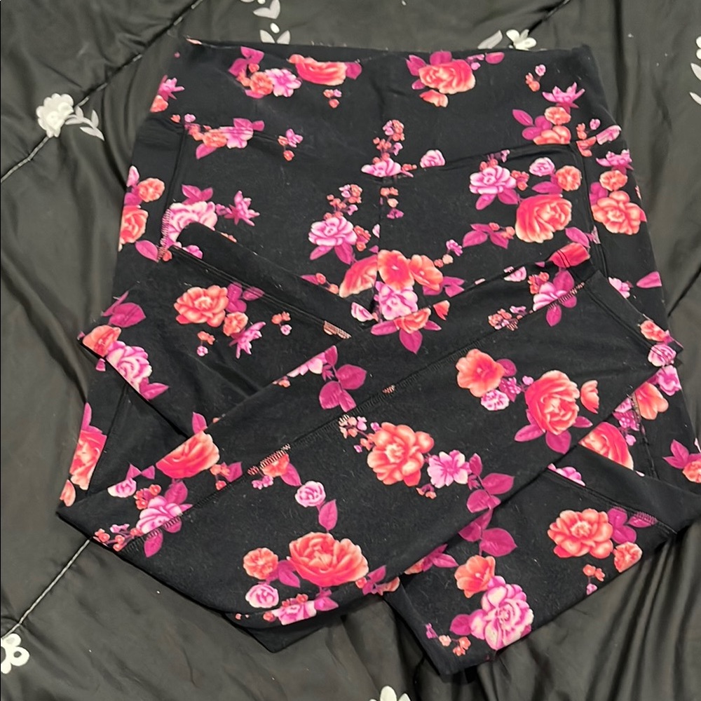 Vibrant PINK Floral High-Waisted Leggings